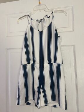 Southern Tide Navy & White Striped Sleeveless Romper